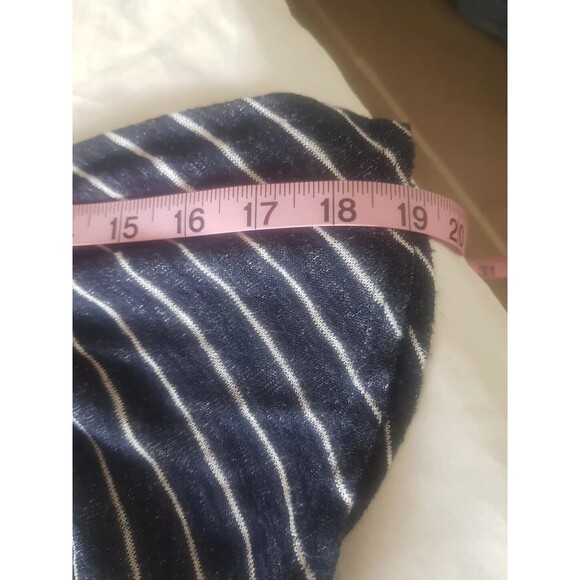 Coin 1804 Womens Blouse Sz Medium Striped Bell Sleeve Tie Front V Neck Ruffle - Picture 15 of 15